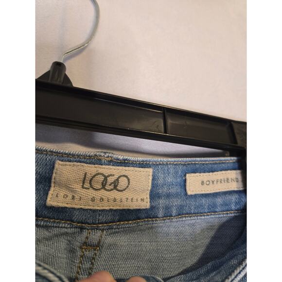 LOGO BY LORI GOLDSTEIN Boyfriend Jeans Tuxedo Stripe Size 18W Light Wash - Picture 4 of 16